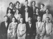  Moses Benjamin Sherrill Addington Family,  Front Row:  John Dowl, Martha Adeline Eliza Florence 'Mattie', Rebecca Jane (McClelland) Addington, Moses Benjamin Sherrill Addington, Samuel James, Lydia Valencia   2nd:  Rose Albertine, Julia Elizabeth, Daniel, Sarah Ann, Laura Ellen  3rd:  Mary Magdaline, Lennah Lousetta, Jesse Benjamin, Henry William, Carrie Mae   