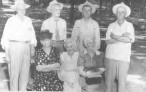 Children of John Wesley Addington    1948 Tennyson Park  standing left to right,  Walter, Johnny, Willie, R. R. (Buddy), seated Cora Maynard, Carrie Townsend, Pearl Shuman